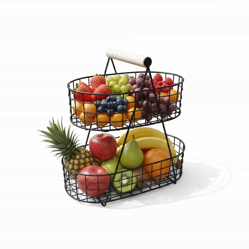 Oval Shaped 2 Tier Premium Fruit and vegetables Basket thumbnail 3