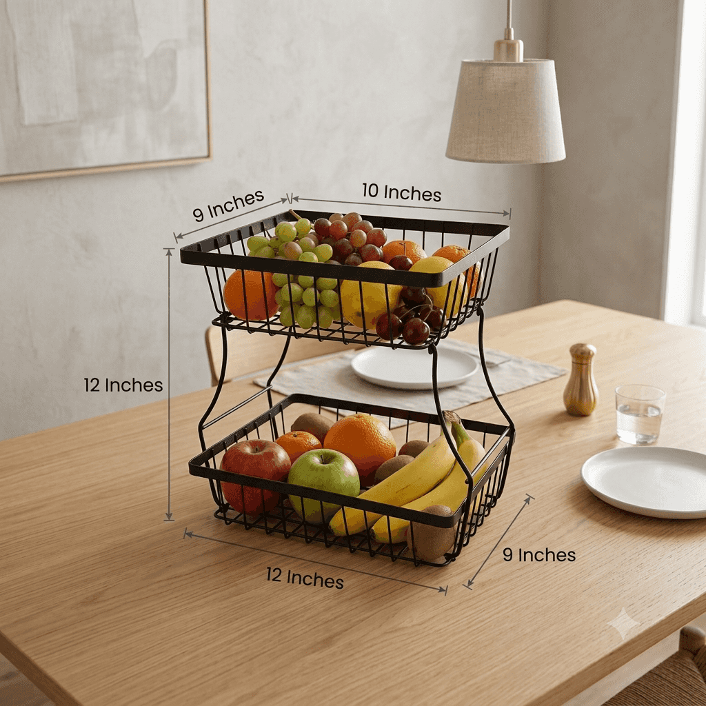 2-Tier Metal Fruit Basket Stand thumbnail 3