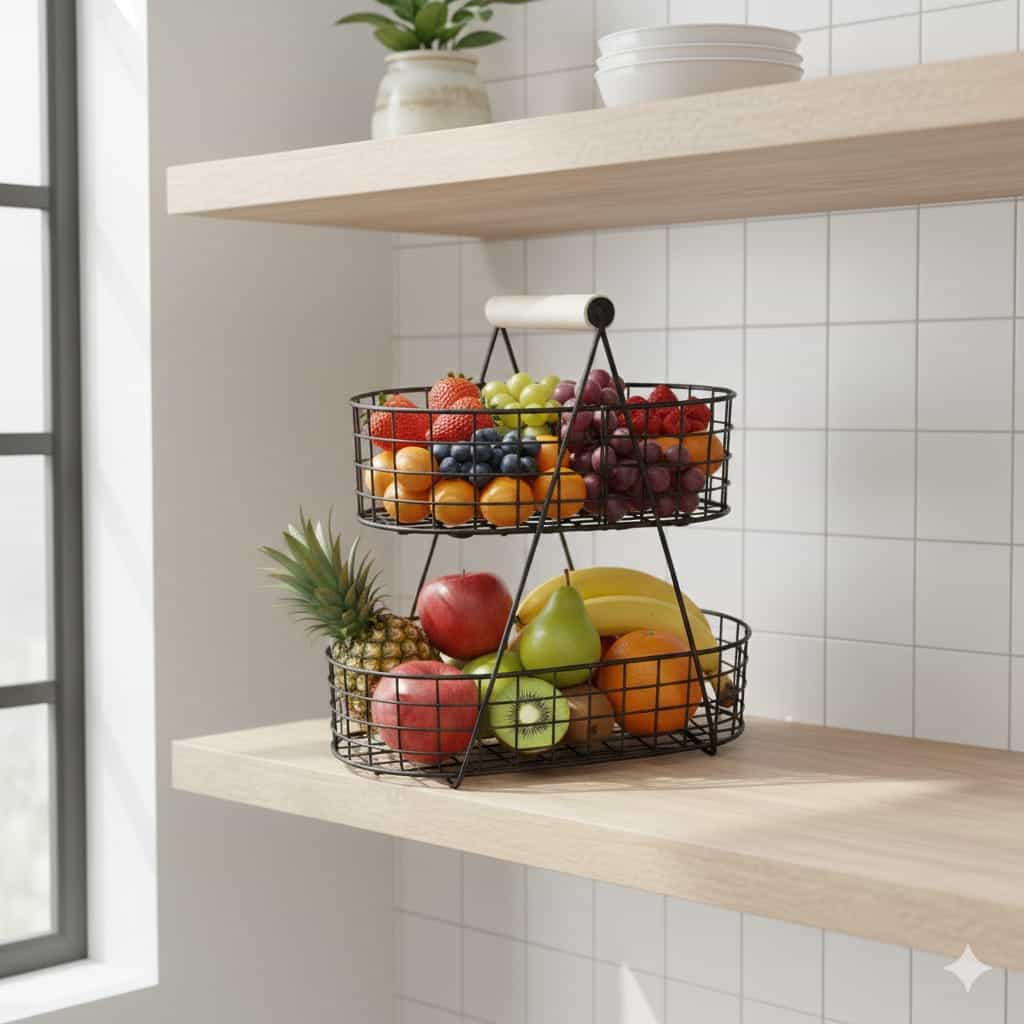 Oval Shaped 2 Tier Premium Fruit and vegetables Basket thumbnail 2