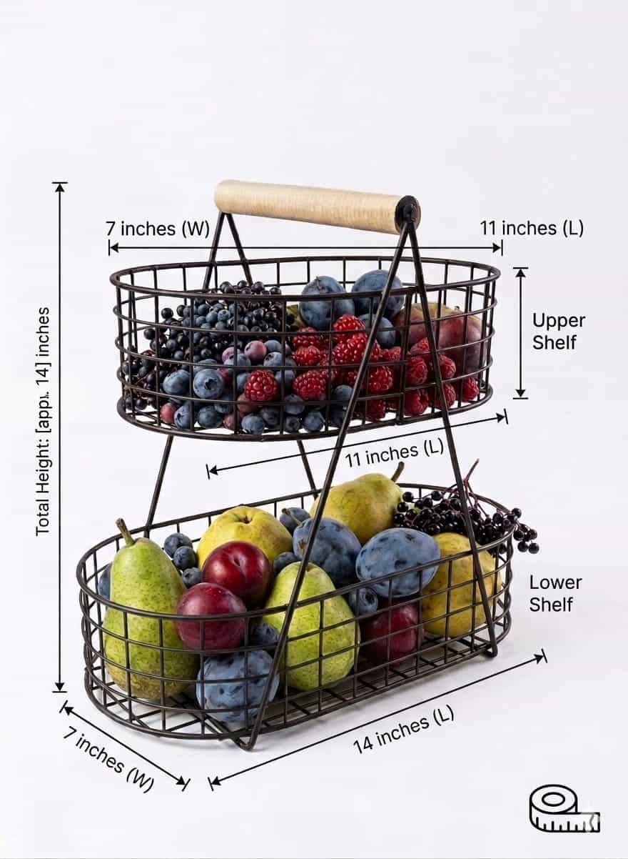 Oval Shaped 2 Tier Premium Fruit and vegetables Basket thumbnail 4