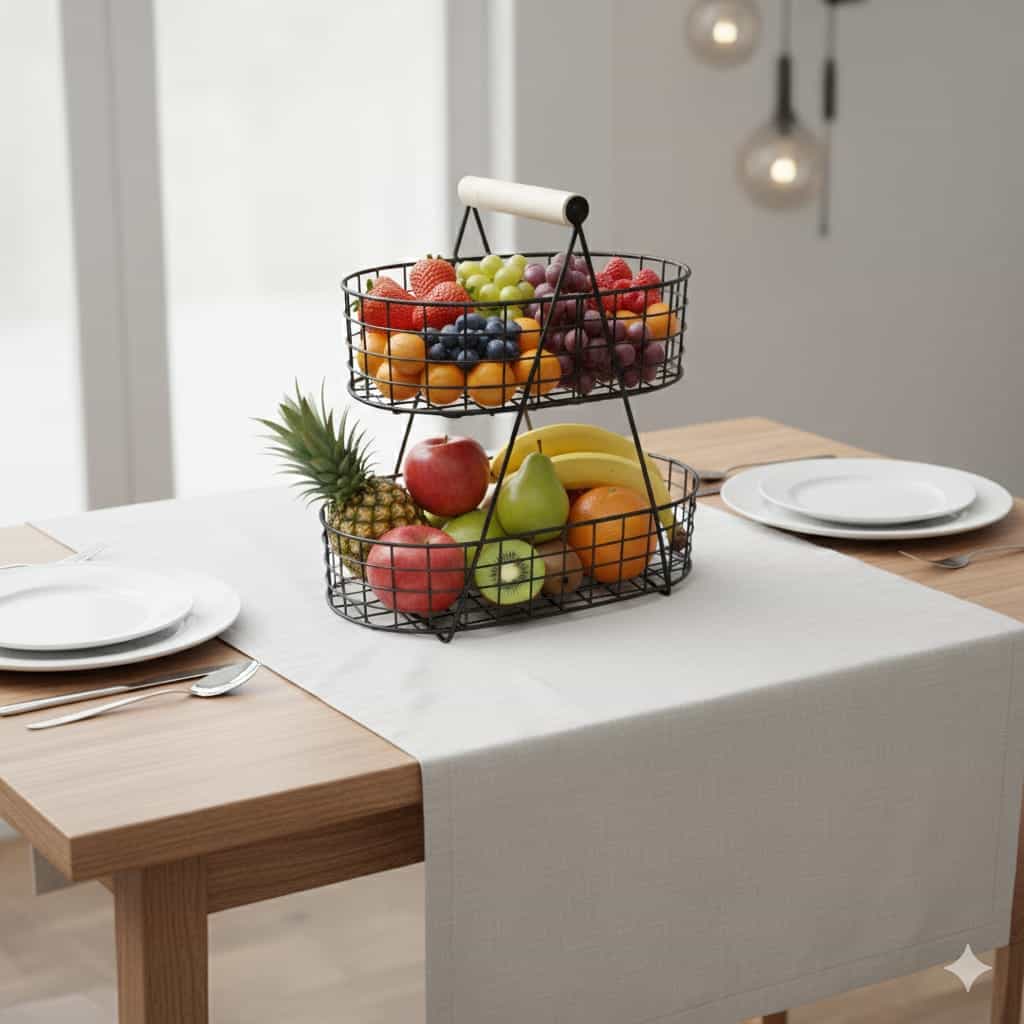 Oval Shaped 2 Tier Premium Fruit and vegetables Basket thumbnail 5