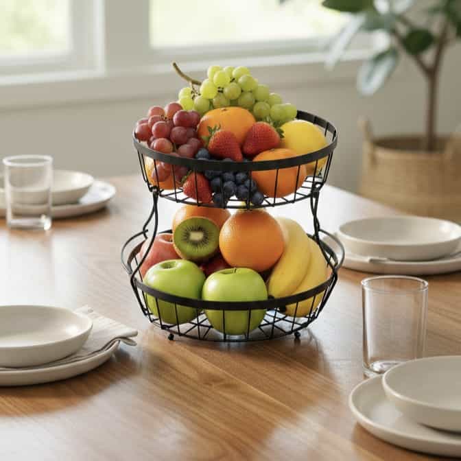 Detachable 2 tier fruit and vegetable basket thumbnail 3