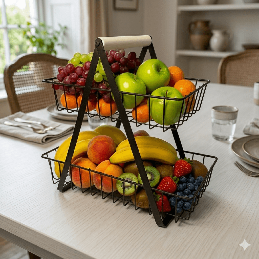 2 Tier Fruit and vegetables basket in square shaped