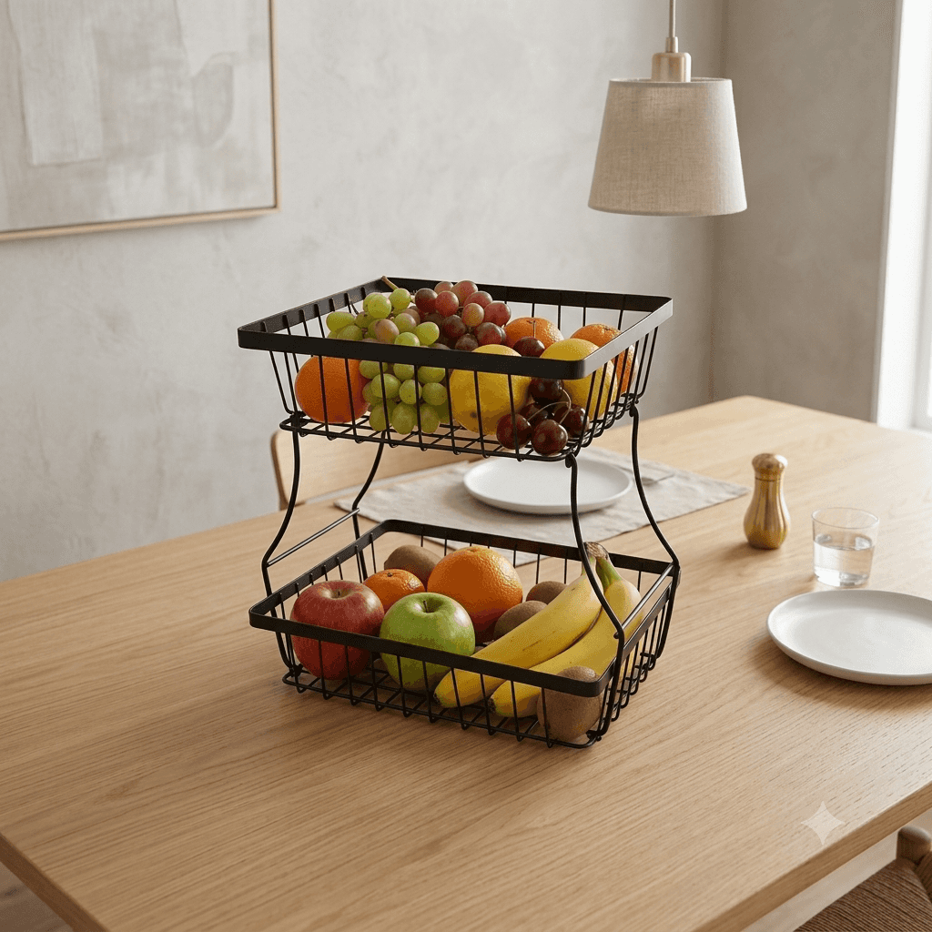 2-Tier Metal Fruit Basket Stand