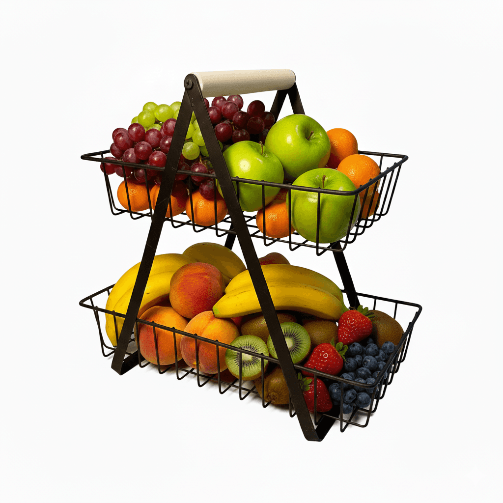 2 Tier Fruit and vegetables basket in square shaped