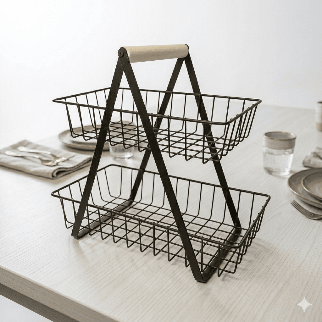 2 Tier Fruit and vegetables basket in square shaped - Image 1