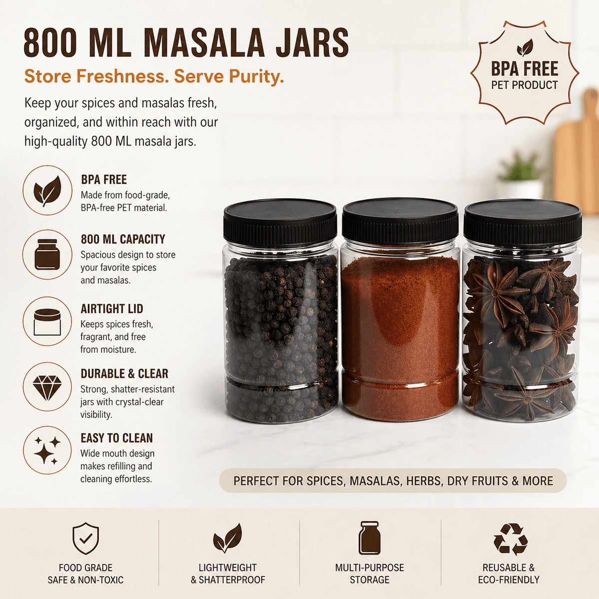 800 Ml Spice Jars without spoons - Image 1