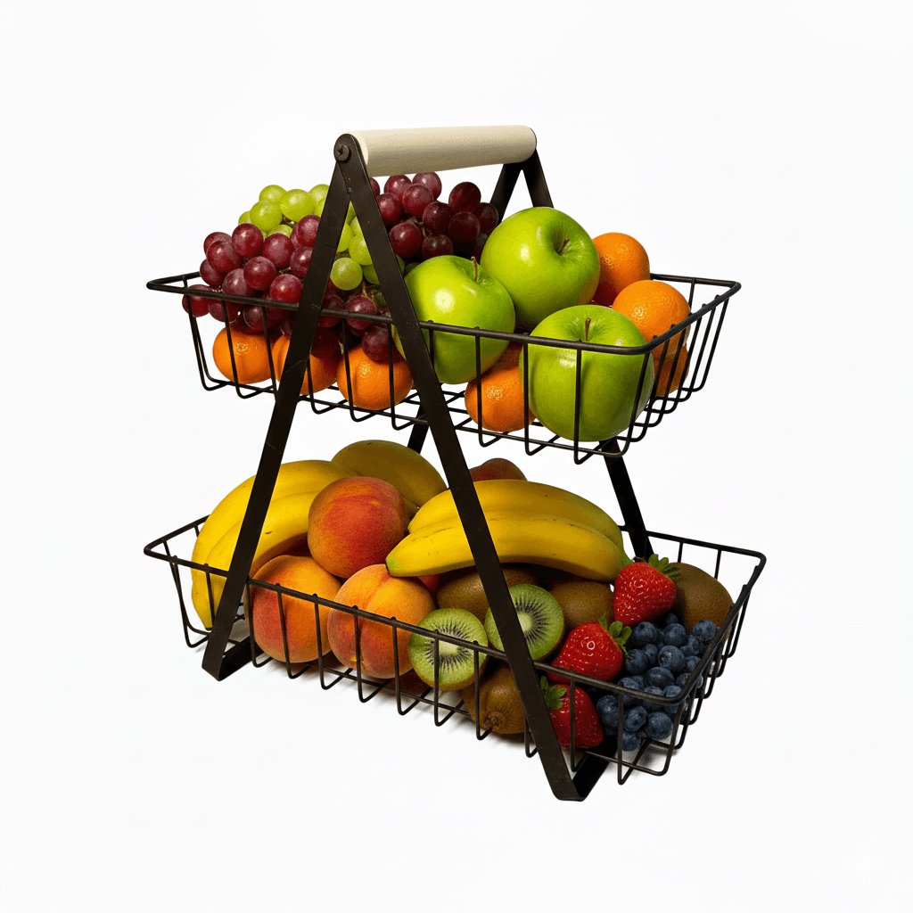 2 Tier Fruit and vegetables basket in square shaped - Image 1